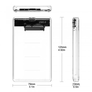 CHIPAL Transparent 2.5 inch HDD SSD Case Sata to USB 3.0 Adapter Free 5 Gbps Box Hard Drive Enclosure Support 2TB UASP Protocol