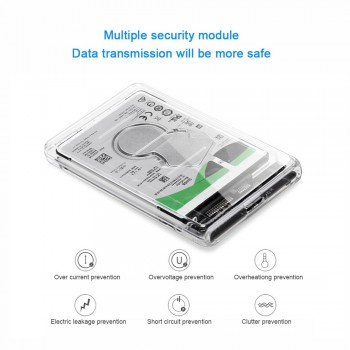 CHIPAL Transparent 2.5 inch HDD SSD Case Sata to USB 3.0 Adapter Free 5 Gbps Box Hard Drive Enclosure Support 2TB UASP Protocol