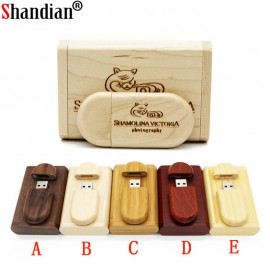 SHANDIAN Customize LOGO wooden + Box Personal LOGO pendrive 4GB 8GB 16GB 32GB usb Flash Drive U disk Memory stick wedding Gift