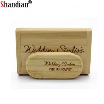 SHANDIAN Customize LOGO wooden + Box Personal LOGO pendrive 4GB 8GB 16GB 32GB usb Flash Drive U disk Memory stick wedding Gift