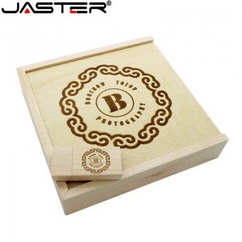 JASRER (1 PCS Free LOGO) Photo Unique Album walnut Wood USB+Box Pendrive USB flash drive 8GB 16GB Photography (170*170*35 mm)