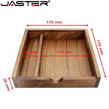JASRER (1 PCS Free LOGO) Photo Unique Album walnut Wood USB+Box Pendrive USB flash drive 8GB 16GB Photography (170*170*35 mm)