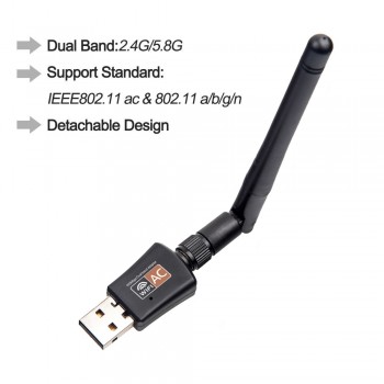 600Mbps 5Ghz 2.4Ghz USB Wifi Adapter USB Dual Band RTL8811AU Wifi Antenna Dongle LAN Adapter For Windows Mac Desktop/Laptop/PC