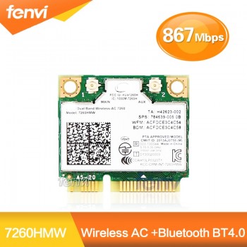 Dual Band Wireless Wifi Card For Intel AC7260 7260HMW ac Mini PCI-E 2.4G/5Ghz Wlan Bluetooth 4.0 Wifi Card 802.11 ac/a/b/g/n