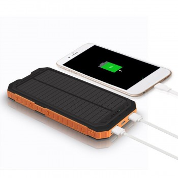 12000mAh Solar Power Bank Portable External Battery Solar Powerbank Charger 2 USB Ports LED lights SOS mode compass for Phone