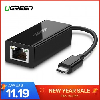 Ugreen USB C Ethernet USB-C to RJ45 Lan Adapter for MacBook Pro Samsung Galaxy S9/S8/Note 9 Type C Network Card USB Ethernet