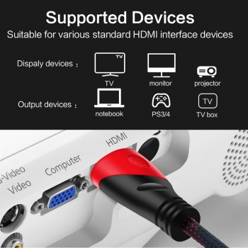 Nylon Braid HDMI Cable 0.5M 1M 2M  3M 5M 8M 10M HDMI Cord 1080P 3D for PS4 Xbox Projector HD LCD Apple TV PC Laptop Computer