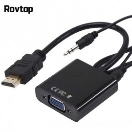 Rovtop HDMI to VGA Adapter Male To Famale Converter Adapter 1080P Digital to Analog Video Audio For PC Laptop Tablet