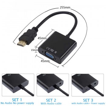 Rovtop HDMI to VGA Adapter Male To Famale Converter Adapter 1080P Digital to Analog Video Audio For PC Laptop Tablet