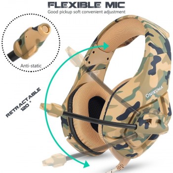 ONIKUMA K1 Camouflage PS4 Headset Bass Gaming Headphones Game Earphones Casque with Mic for PC Mobile Phone New Xbox One Tablet