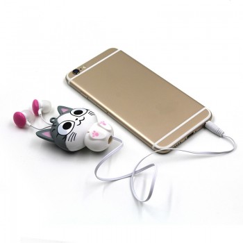 3.5 mm Wired Retractable In-Ear Headset Cartoon Cat/Panda Earpiece Clip Headset MP3 Headphone For iphone 6 6s 7s Samsung Xiaomi