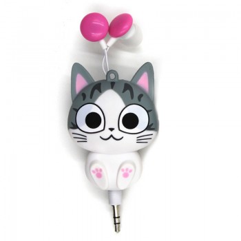 3.5 mm Wired Retractable In-Ear Headset Cartoon Cat/Panda Earpiece Clip Headset MP3 Headphone For iphone 6 6s 7s Samsung Xiaomi
