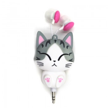 3.5 mm Wired Retractable In-Ear Headset Cartoon Cat/Panda Earpiece Clip Headset MP3 Headphone For iphone 6 6s 7s Samsung Xiaomi