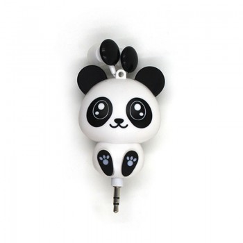 3.5 mm Wired Retractable In-Ear Headset Cartoon Cat/Panda Earpiece Clip Headset MP3 Headphone For iphone 6 6s 7s Samsung Xiaomi