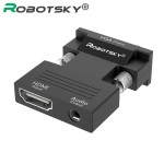 Robotsky 1080P HDMI to VGA Adapter Digital To Analog Audio Video Converter Cable for PC Laptop TV Box Projector