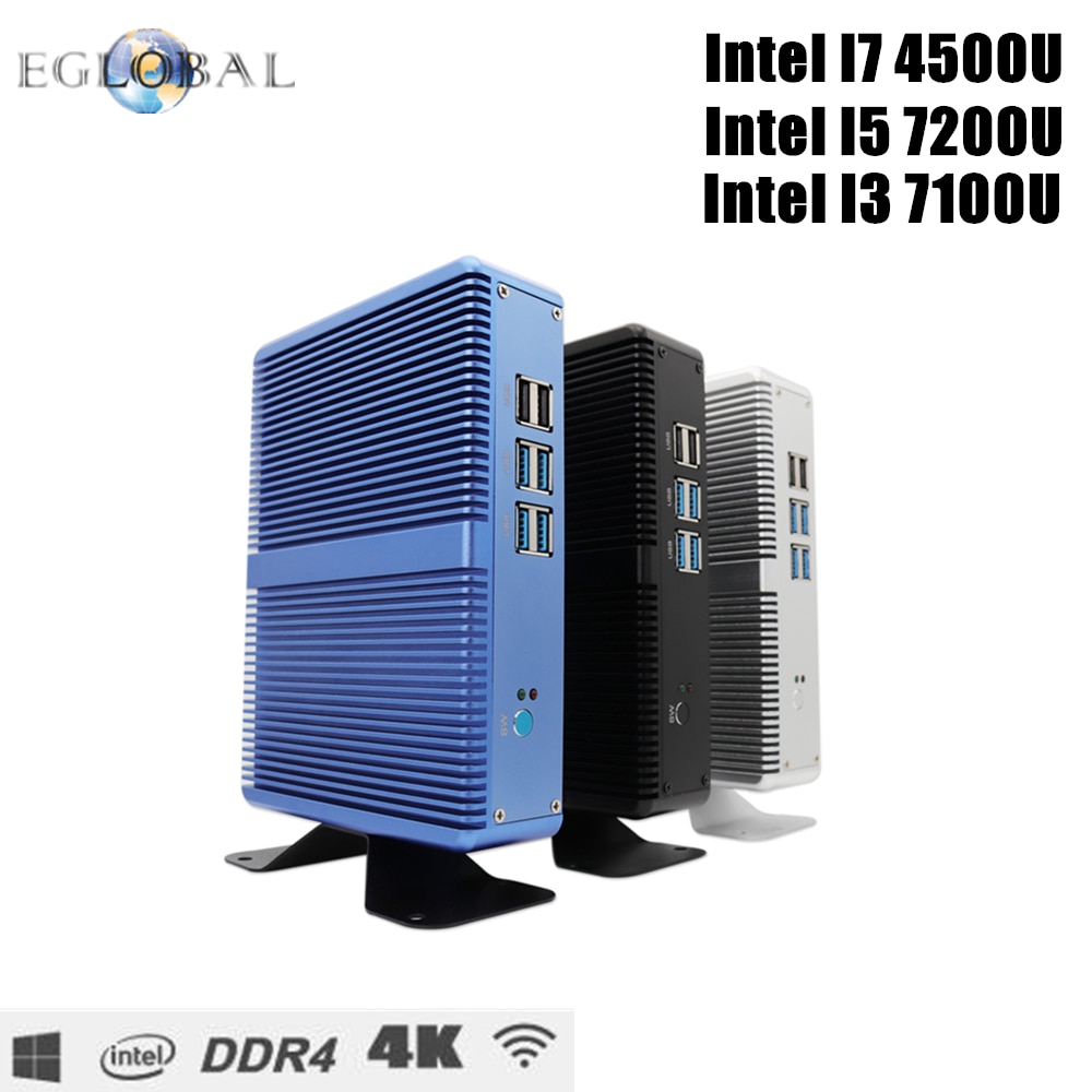 Cheapest Intel Core i7 i5 7200U i3 7100U Fanless Mini PC Windows 10 Pro Barebone Computer DDR4/DDR3 2.4GHz 4K HTPC WiFi HDMI VGA