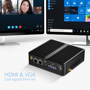 Mini PC Windows 10 Celeron 3755 J1800 J1900 Pentium 3805U Mini Computer Dual Gigabit Ethernet 2x RS232 Ports 4x USB pfSense