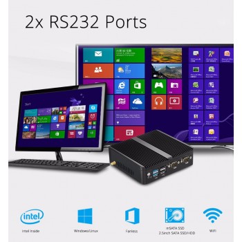 Mini PC Windows 10 Celeron 3755 J1800 J1900 Pentium 3805U Mini Computer Dual Gigabit Ethernet 2x RS232 Ports 4x USB pfSense