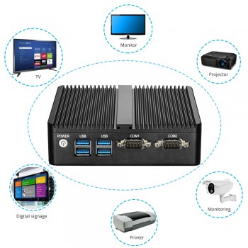 Mini PC Windows 10 Celeron 3755 J1800 J1900 Pentium 3805U Mini Computer Dual Gigabit Ethernet 2x RS232 Ports 4x USB pfSense