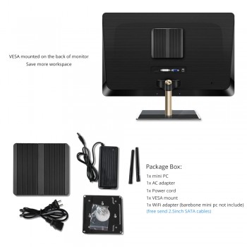 XCY Mini PC Windows 10 Intel Core i3 4010Y  i5 4200Y i7 4610Y Dual Core Fanless Mini Desktop PC HDMI VGA WiFi Nettop HTPC