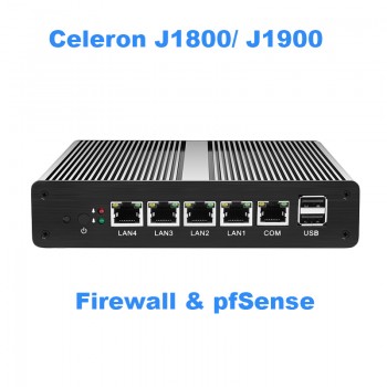 Fanless Mini PC pFsense Celeron J1800 J1900 Quad Core 4 Gigabit LAN Firewall Router Windows 10 HTPC Thin Client 4 RJ45 LAN VGA