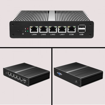 Fanless Mini PC pFsense Celeron J1800 J1900 Quad Core 4 Gigabit LAN Firewall Router Windows 10 HTPC Thin Client 4 RJ45 LAN VGA
