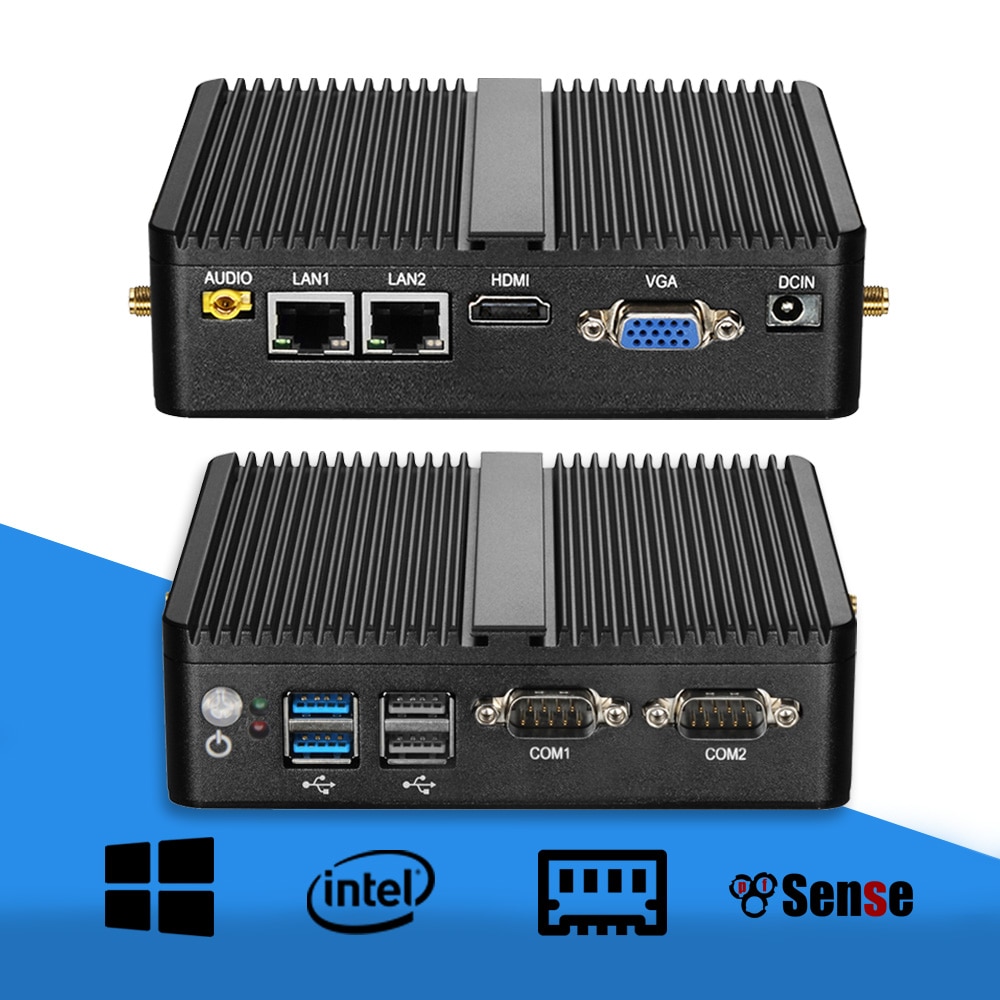 Mini PC Celeron J1900 Quad Core Windows 10 Dual LAN 2*COM Fanless Mini Computer Celeron J1800 N2810 NetTop 300M WIFI HDMI VGA