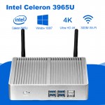 Mini PC Intel Celeron 3965U 4K UHD Intel HD Graphics 610 Windows 10 Dual Core 2.20GHz HDMI VGA Wireless WiFi Fanless Minipc