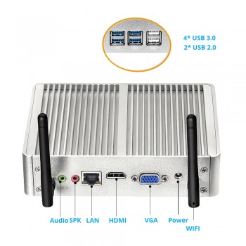 Mini PC Intel Celeron 3965U 4K UHD Intel HD Graphics 610 Windows 10 Dual Core 2.20GHz HDMI VGA Wireless WiFi Fanless Minipc