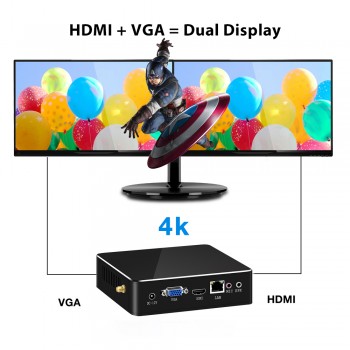 Mini PC Celeron 3965U 4K HDMI VGA DDR3L USB3.0 WiFi 8GB RAM 240G SSD Micro PC NUC Ultra Compact Silent Windows Intel PC