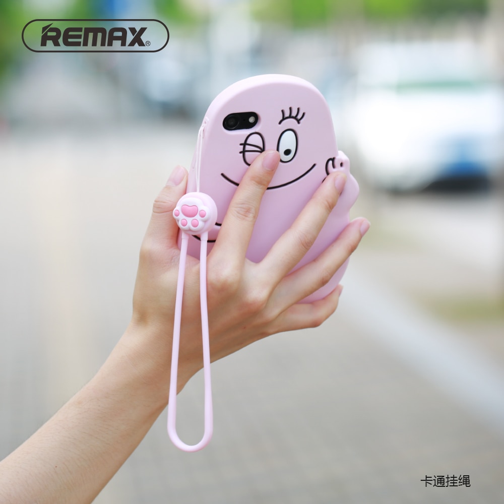 REMAX Cartoon silicone finger ring pendant anti-fall Cute Universal Mobile Phone Lanyard phone Rope hand Strap