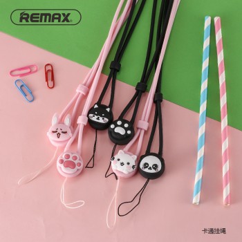 REMAX Cartoon silicone finger ring pendant anti-fall Cute Universal Mobile Phone Lanyard phone Rope hand Strap