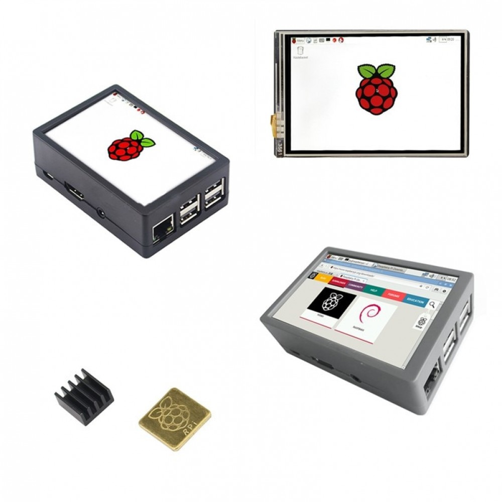 New 3.5 inch 128M SPI 60Hz TFT LCD Display Touch Screen + ABS Case + Fan + Heat sink For Raspberry Pi 3 B+