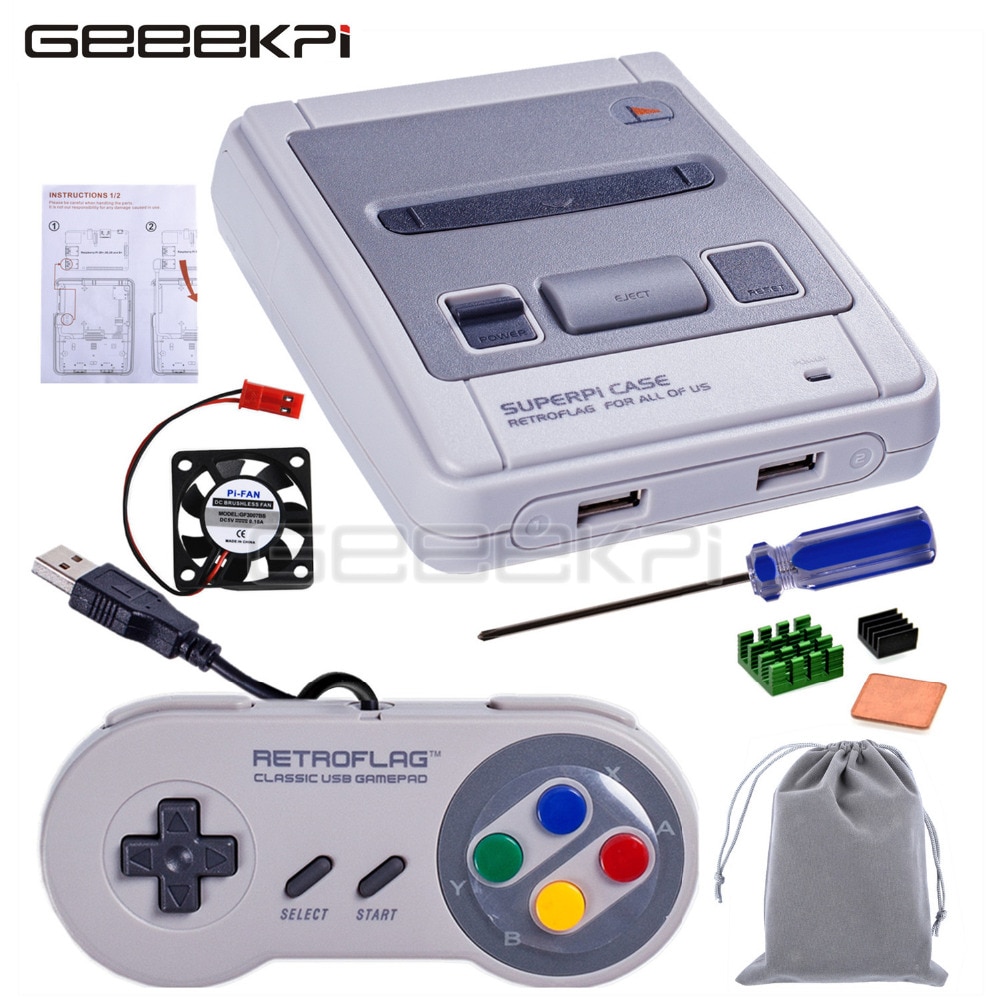 In Stock! GeeekPi Original Retroflag SUPERPi CASE-J NESPi Case with Optional Game Controller for Raspberry Pi 3B Plus (3B+)/3B