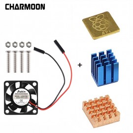5V / 3.3V Cooling Fan with Screws +  Heat Sink 1 Aluminum with 2 Copper for Raspberry Pi 3 / Pi 2 Model B RPI B+