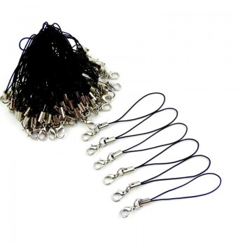 100Pcs Black Lobster Clasp Lanyard Chain Mobile Phone Straps Lanyard Phone Neck Hanging Rope Chain Strap ID Card Keychain