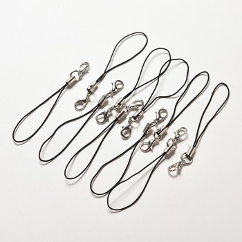 100Pcs Black Lobster Clasp Lanyard Chain Mobile Phone Straps Lanyard Phone Neck Hanging Rope Chain Strap ID Card Keychain