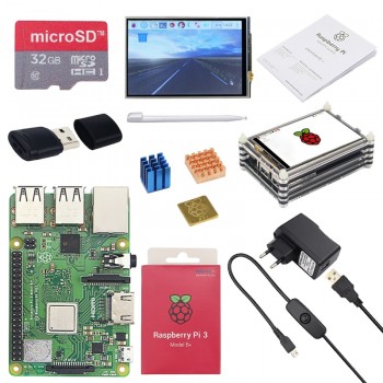Raspberry Pi 3 Model B Plus Starter kit + 3.5 inch TFT Screen + Case + 2.5A Power Supply + Heat Sink for Raspberry Pi 3 Model B+