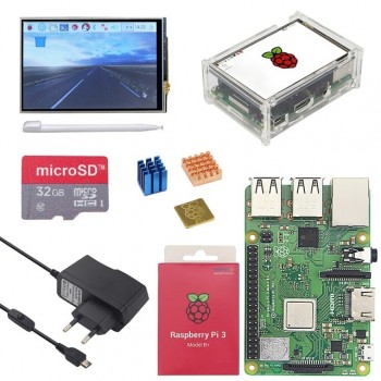 Raspberry Pi 3 Model B Plus Starter kit + 3.5 inch TFT Screen + Case + 2.5A Power Supply + Heat Sink for Raspberry Pi 3 Model B+