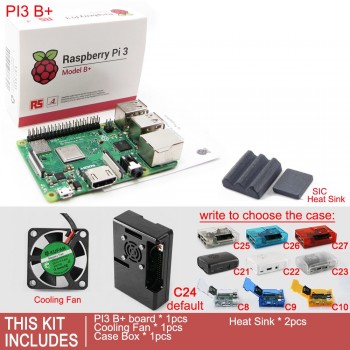 Raspberry Pi 3 Model B+Plus board+Case Box+cooling Fan+SD Card+Heat Sink+AC/DC Power Adapter+HDMI Cable