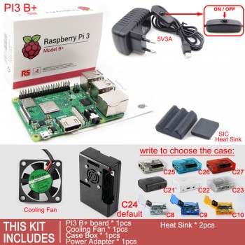 Raspberry Pi 3 Model B+Plus board+Case Box+cooling Fan+SD Card+Heat Sink+AC/DC Power Adapter+HDMI Cable