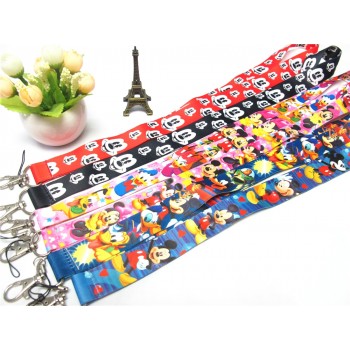 Boys/Girls Mickey Mouse Key Lanyard  ID Cards Holders Minnie Mobile Phone Neck Straps