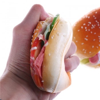 JINHF Hamburger Cake Squeeze Kawaii Hot Dog Squishy Slow Rising Stretchy Charm Cute Bread Strap Kid Toy Gift