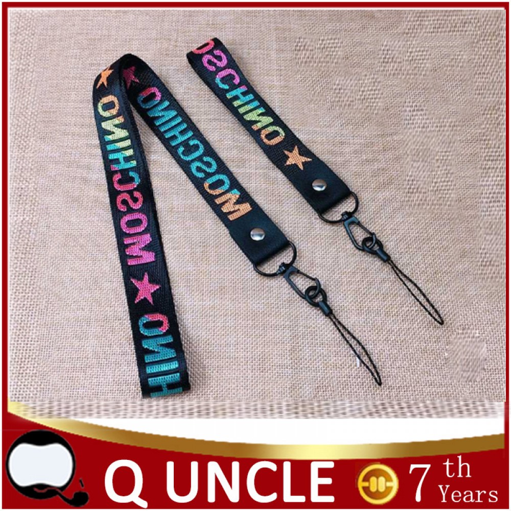 Q UNCLE Street Popular Words White Lanyards for key Multi-function Mobile Phone Straps ID Card Keychain Lanyard Wrist Neck Strap