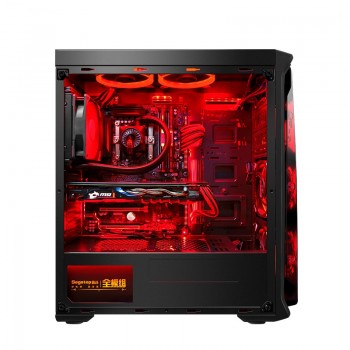 KOTIN S16 Desktop Computer Gaming PC AMD Ryzen5 2600 120GB 240G SSD PUBG PC 400W PSU 5 Red LED Fans Remote Control Light Bar
