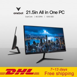 Onebot AK22 21.5in All in One Desktop Computer Gaming PC Dual Core Intel Celeron 3865U 4GB DDR4 RAM 120G SSD 16:9 FHD 178D angle