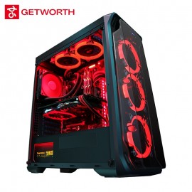 GETWORTH R35 High End Gaming Desktop Computer Desk I7 9700K GTX1060 240GB SSD 8GB RAM Z390 Brand New Red Series PC Water Cooling