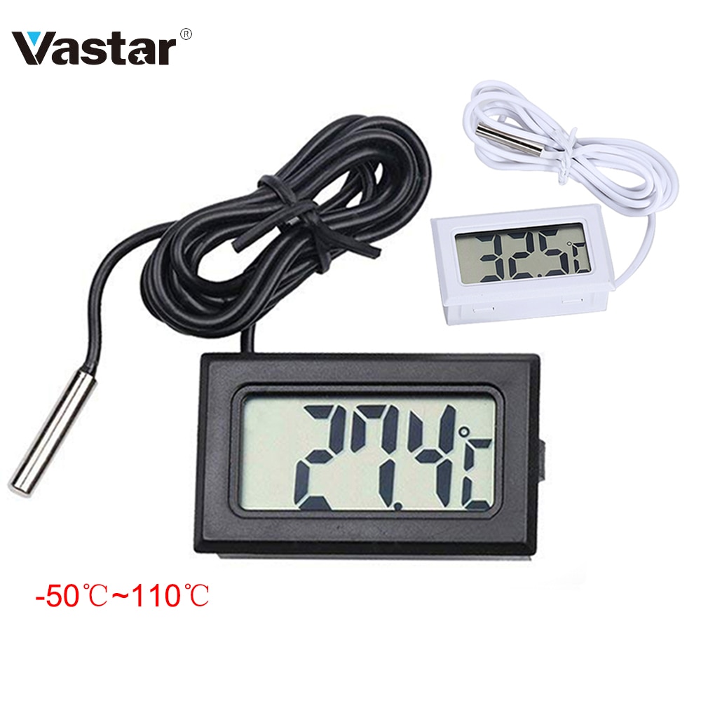 Vastar -50 to 110 Digital Thermometer Mini LCD Display Meter Fridges Freezers Coolers Aquarium Chillers Mini 1M Probe Instrument
