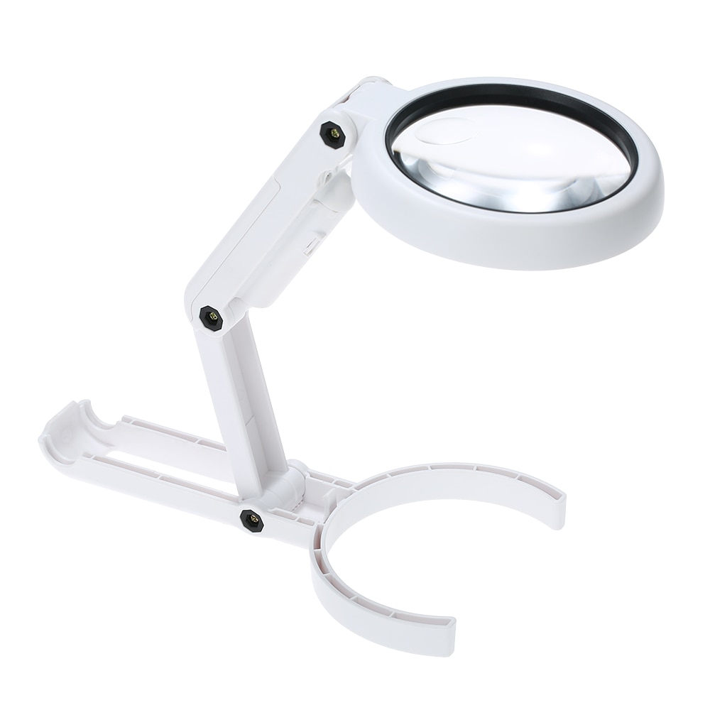 Handheld Foldable 8 LED Folding Light Magnifier Portable 5X 11X Magnifying Glass Table Desk-type Lamp Loupe Lens for  Newspaper