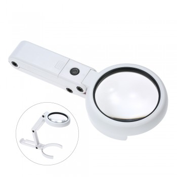 Handheld Foldable 8 LED Folding Light Magnifier Portable 5X 11X Magnifying Glass Table Desk-type Lamp Loupe Lens for  Newspaper